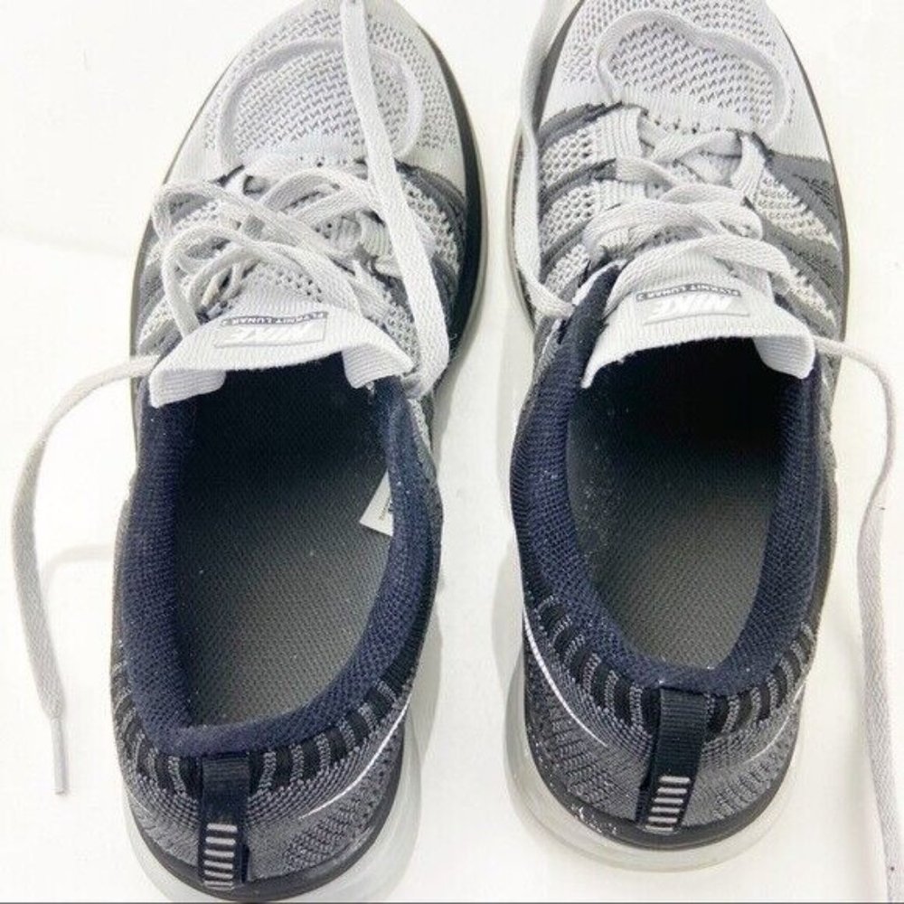 Nike Lunar 2 Flyknit Sneaker Running Shoe Men Size 7 Jogger Light Mesh Knit Gray - Picture 10 of 11